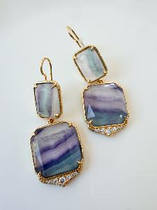 Boucles pierres Jacky violet doré