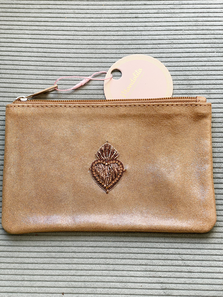 pochette cuir beige ex voto Mandalita