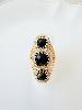 Bague Rio strass noir doré