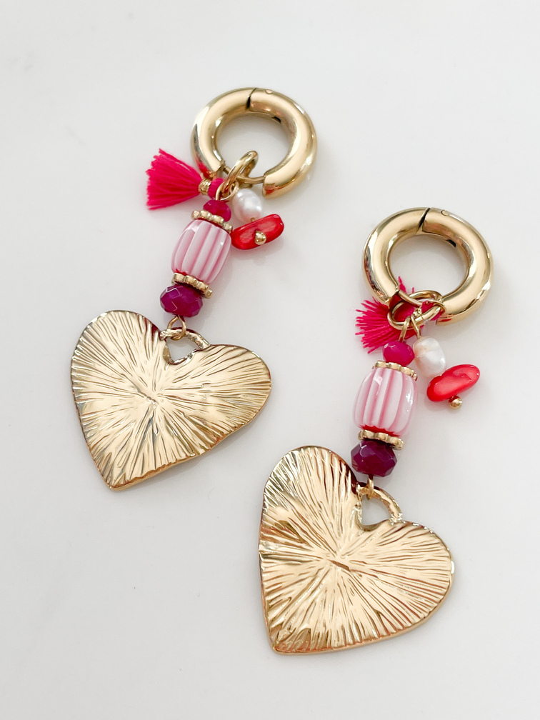 Boucles créoles coeur rose doré