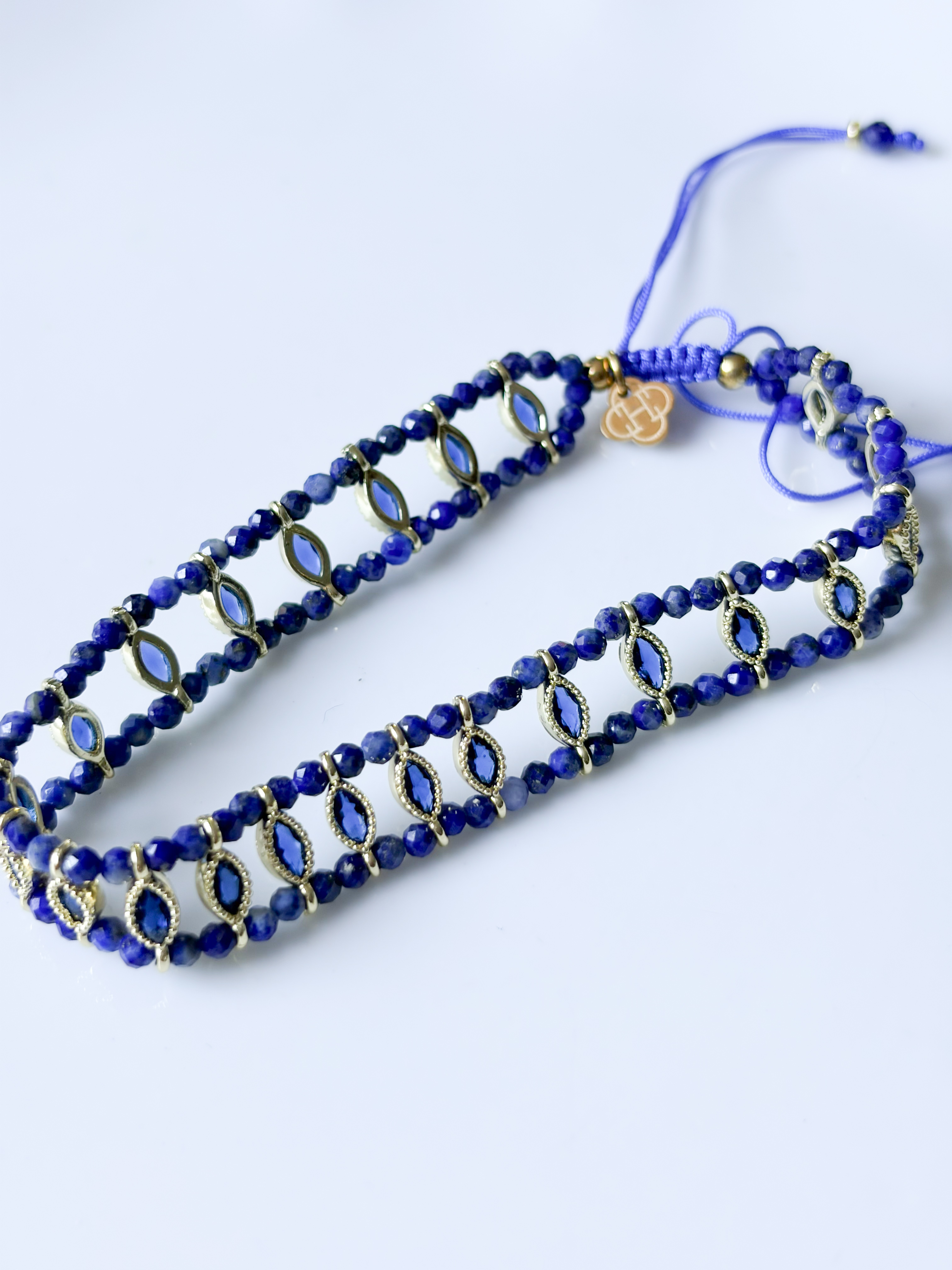 Bracelet pierres Tania bleu doré