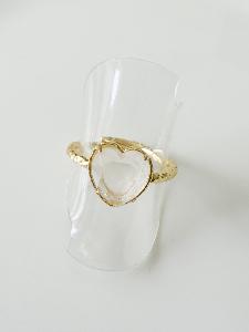 Bague pierres coeur blanc doré
