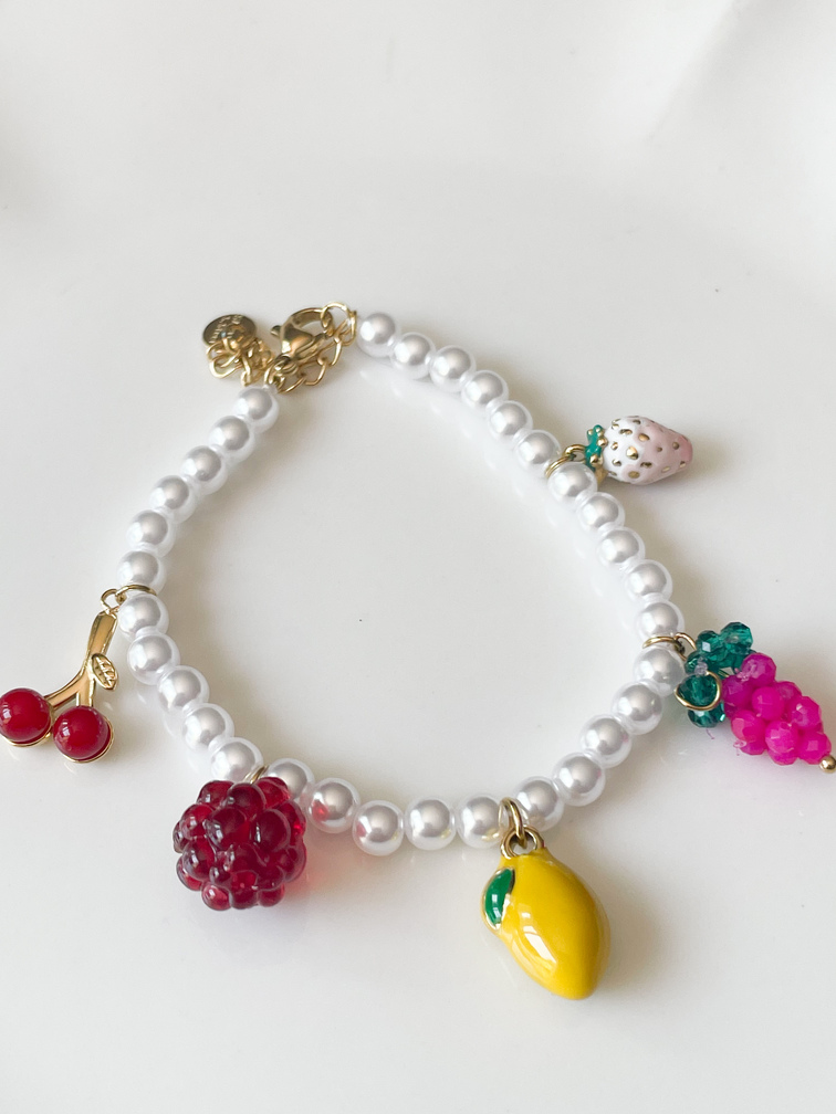 bracelet fruits breloques doré