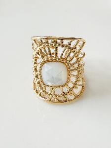 bague Inca blanc doré