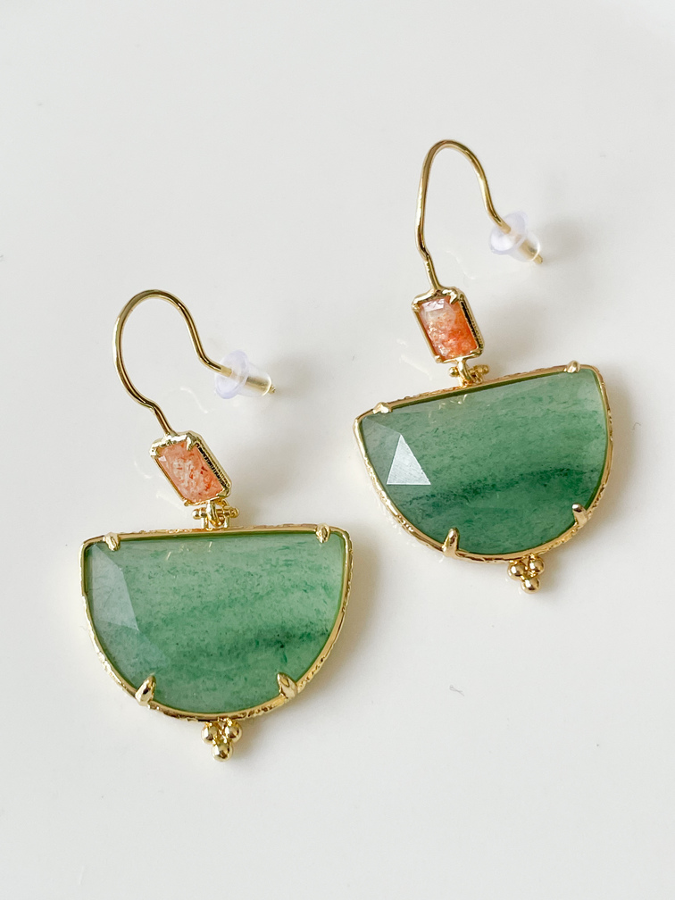 boucles pierres Cali verte doré