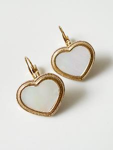 Boucles coeur nacré blanc doré