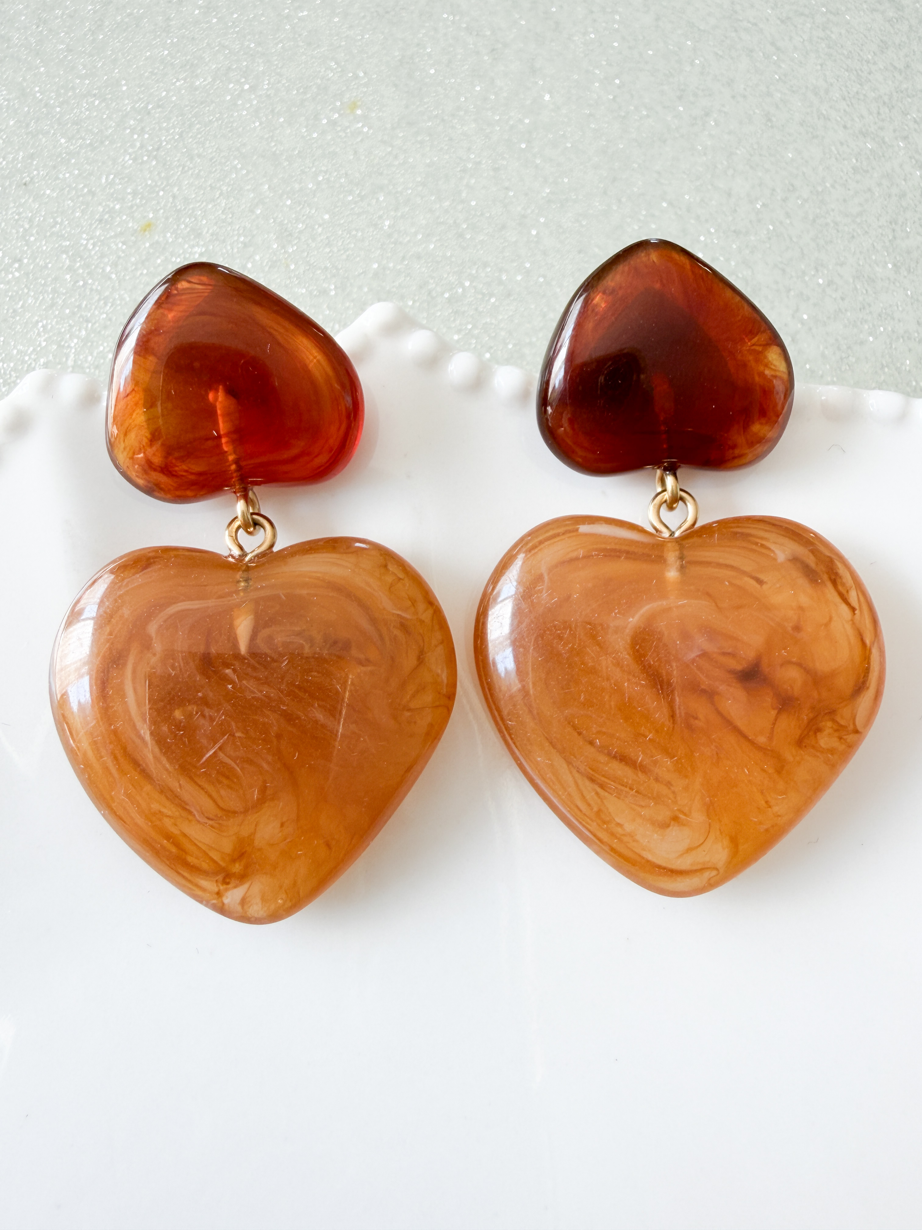 Boucles Lauriane coeur marron doré