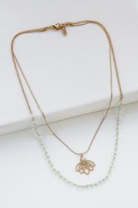 collier Lotus vert clair doré de Shlomit Ofir