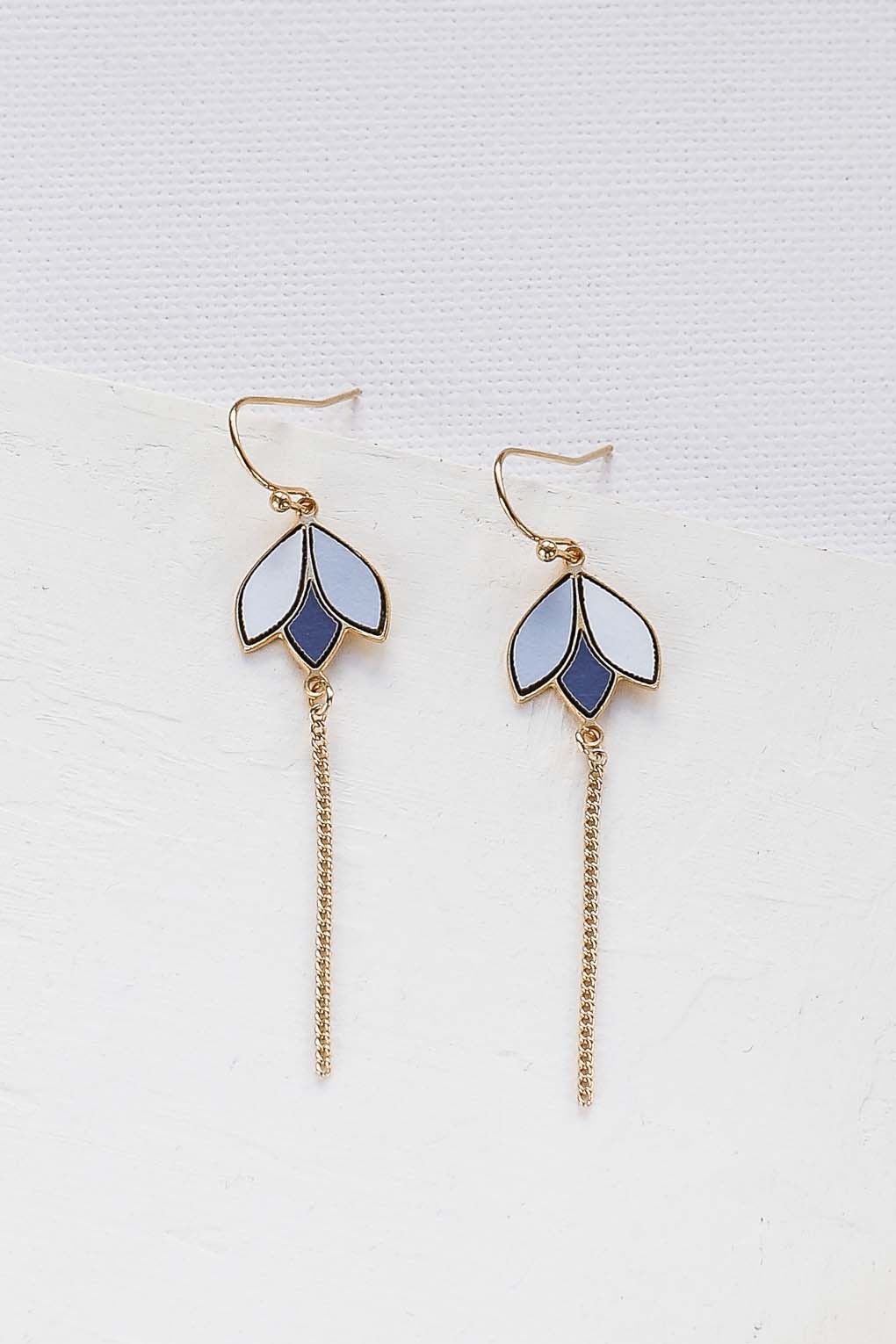 boucles Tulip long bleu doré de Shlomit Ofir