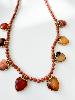 Collier pierres coeurs marron doré