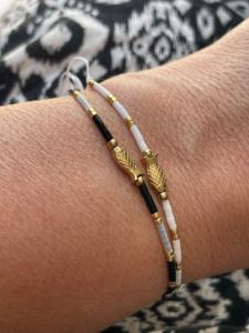 bracelet poisson blanc doré