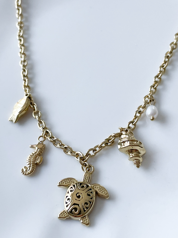 collier Tortue doré