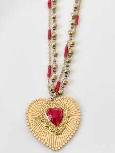 Collier Amour rouge doré