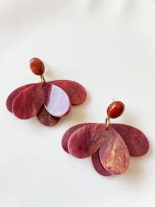 boucles Amélie bordeaux paillettes doré