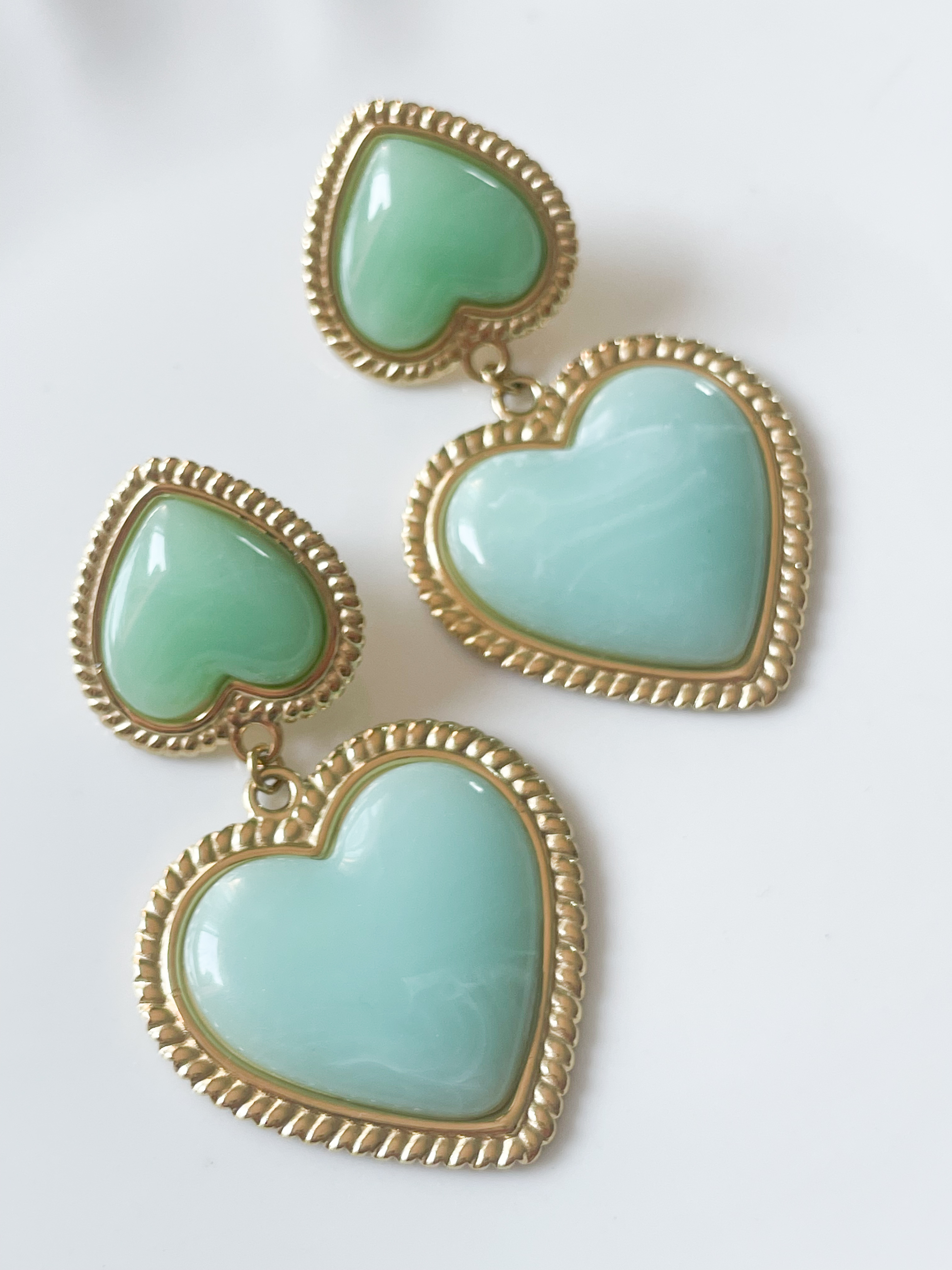 Boucles Love vert doré