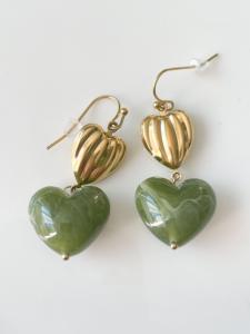Boucles Michelle coeur kaki doré