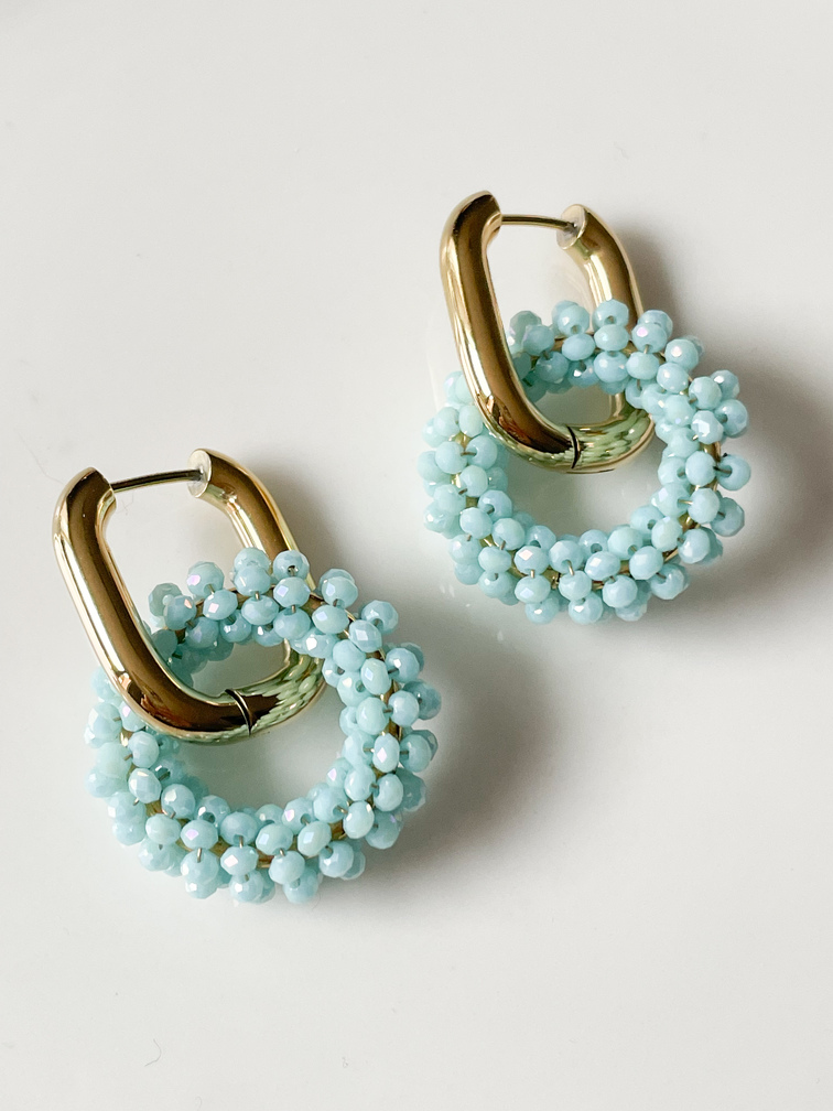 boucles Bella bleu doré
