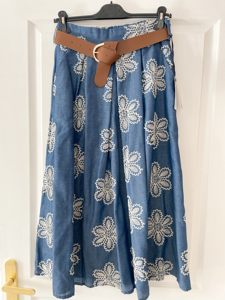 jupe denim broderies 36/40