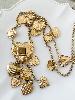 Collier sautoir coeur oeil de tigre doré