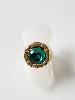 Bague cristal carré vert doré