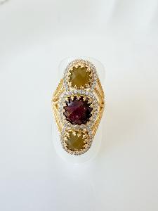 Bague Rio strass vert doré
