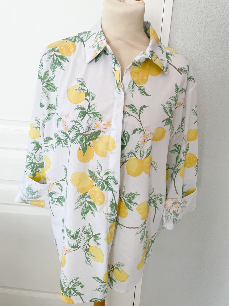 Chemise rayée citron blanc 36/46