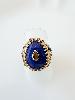 Bague pierre Betty bleu doré noir