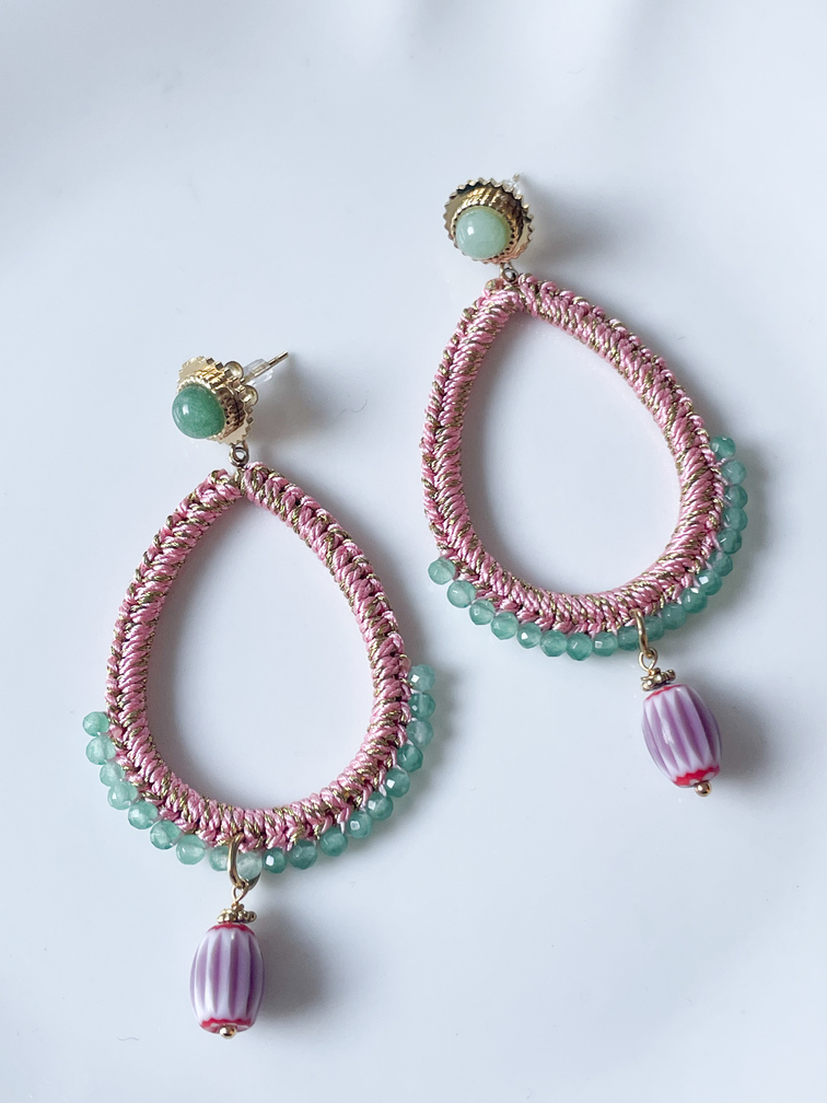 Boucles Taylor rose turquoise doré