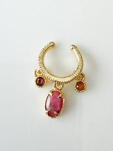 Boucle solo pierres quartz rose doré