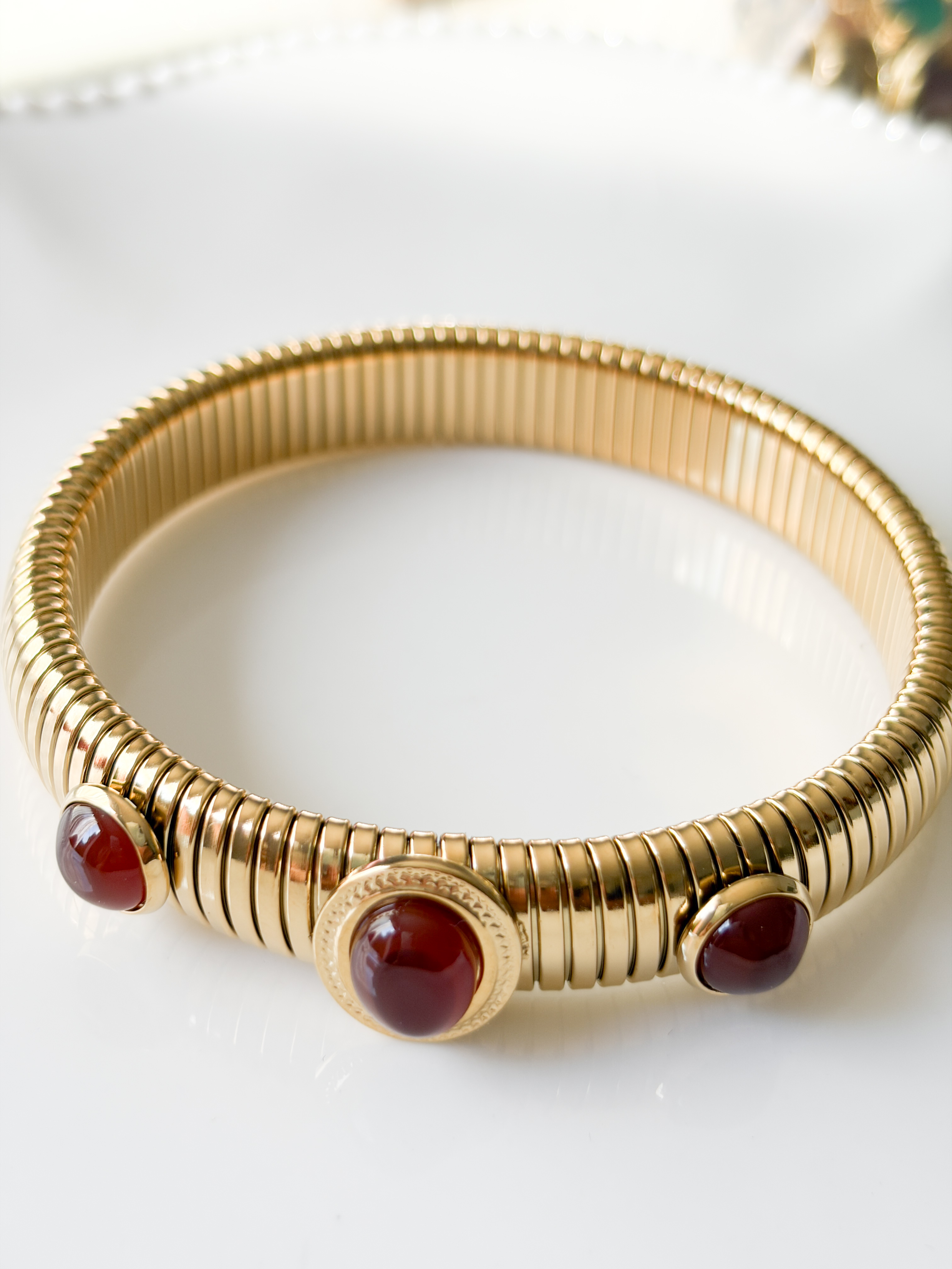Bracelet jonc marron doré