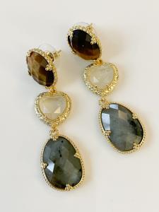 Boucles pierres Georgia gris doré