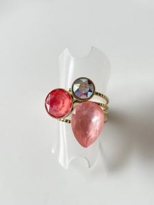 bague cristal rose duo doré