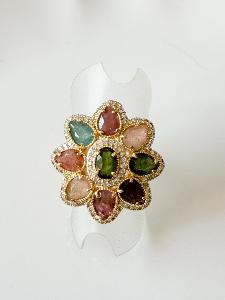 Bague pierres Ophélie pastel doré 