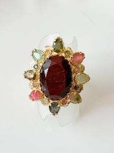 Bague pierres Nina marron doré 
