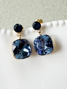 Boucles cristal délicate bleu doré