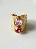 Bague cristal large rose doré