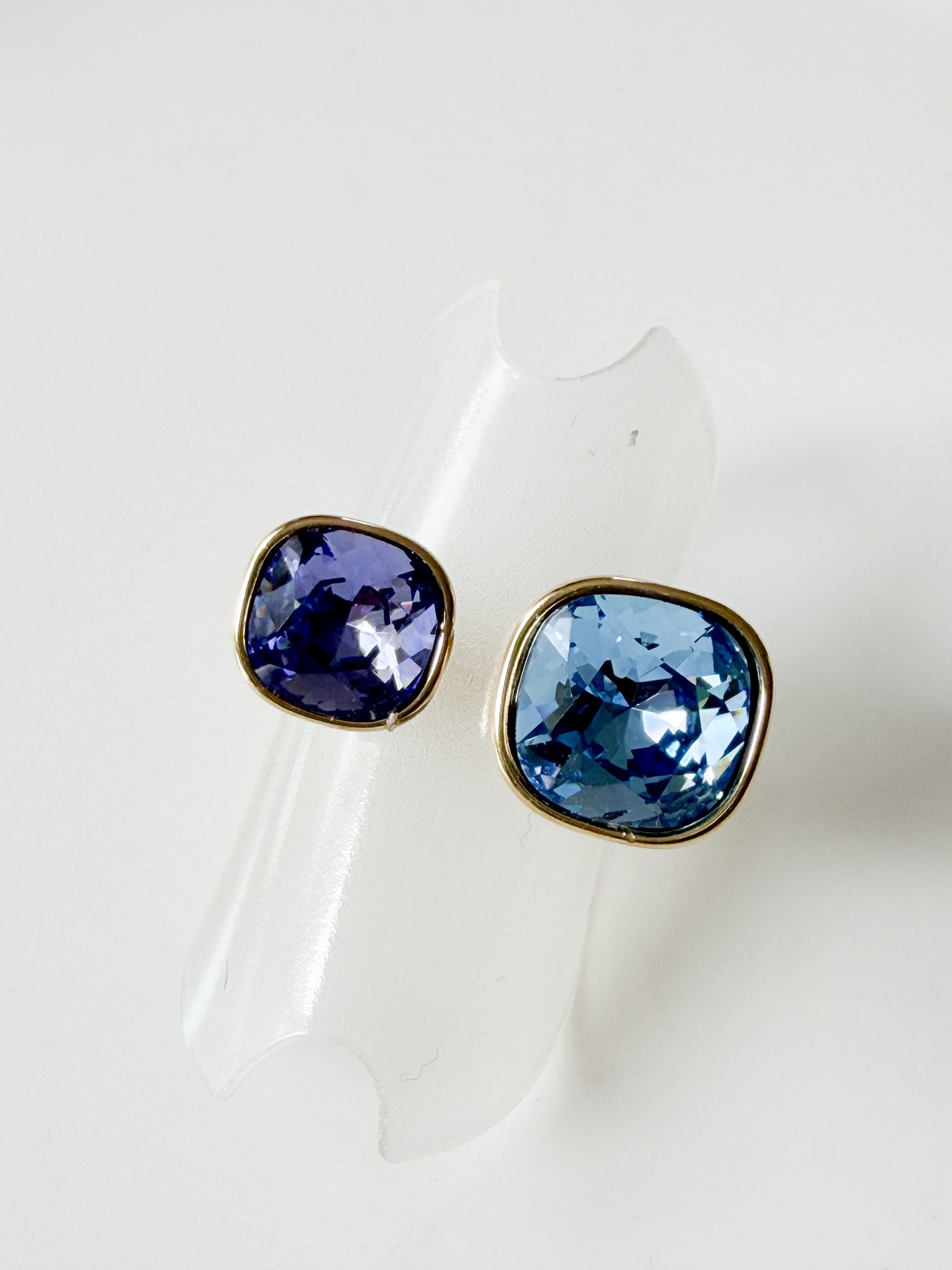 Bague cristal duo bleu doré