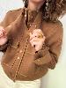 Veste mailles marron et doré taille uniqe
