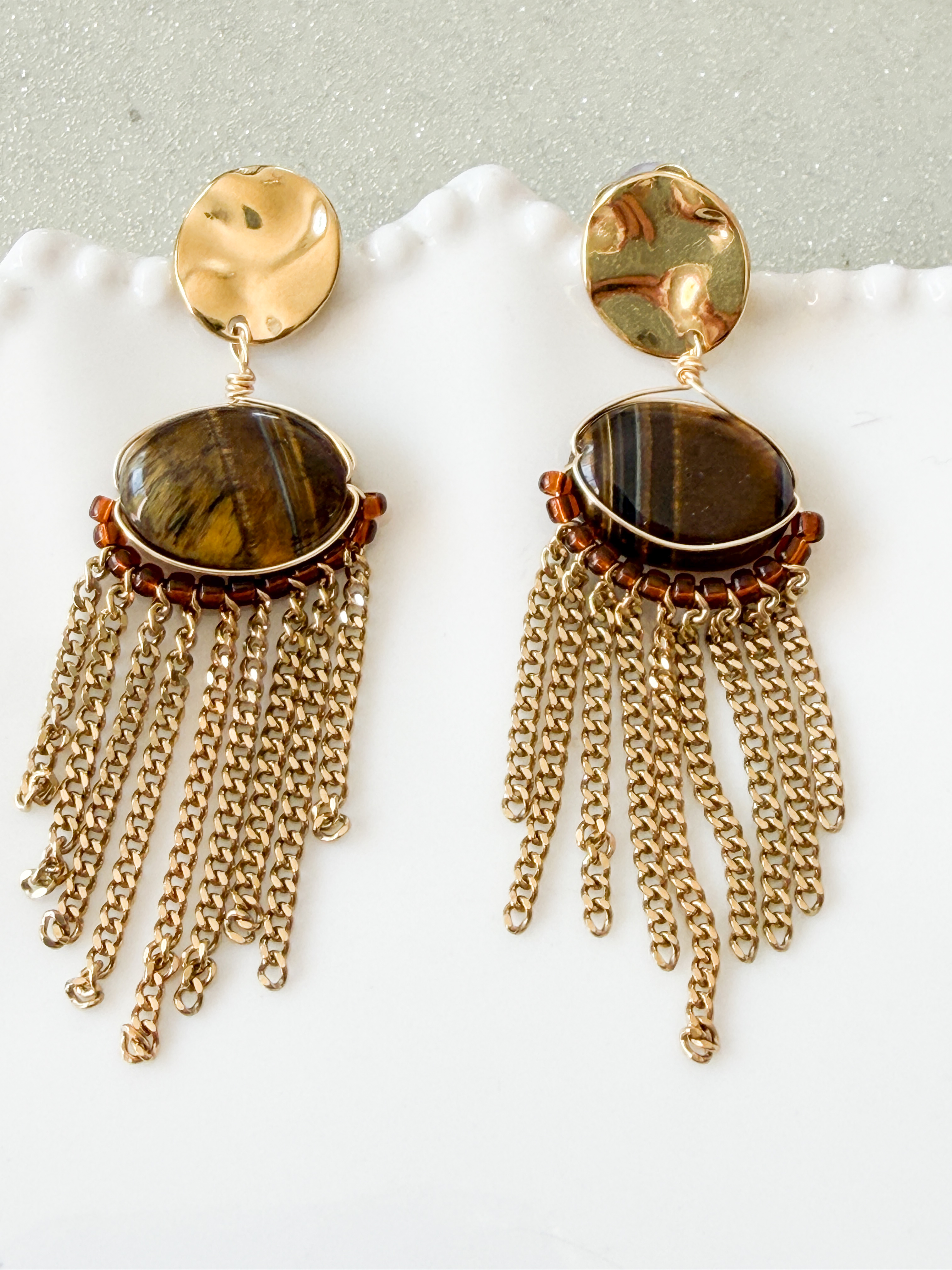 Boucles pierres Colette marron doré