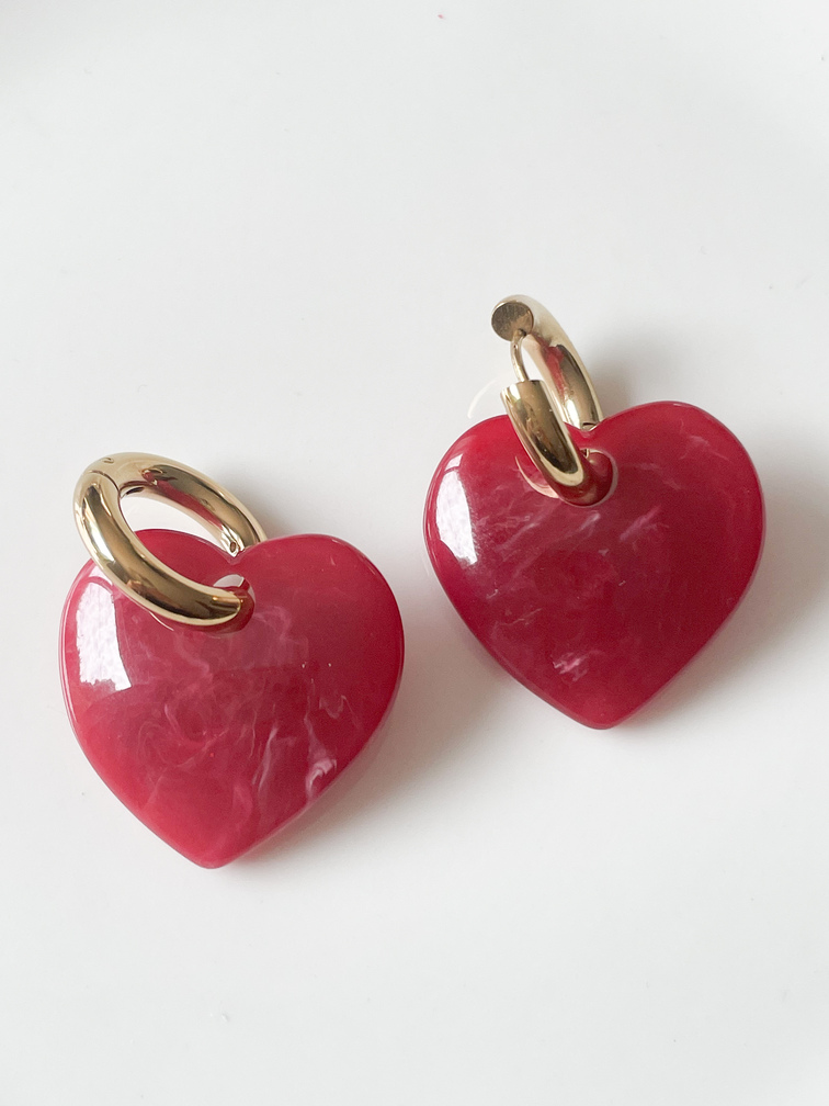Boucles Paloma coeur bordeaux doré