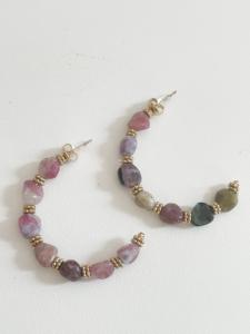 Boucles créoles pierre violet doré