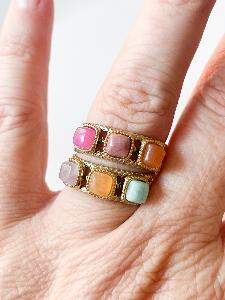 Bague pierres Jane rose doré