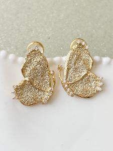 boucles papillon strass doré