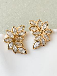 Boucles feuilles strass doré