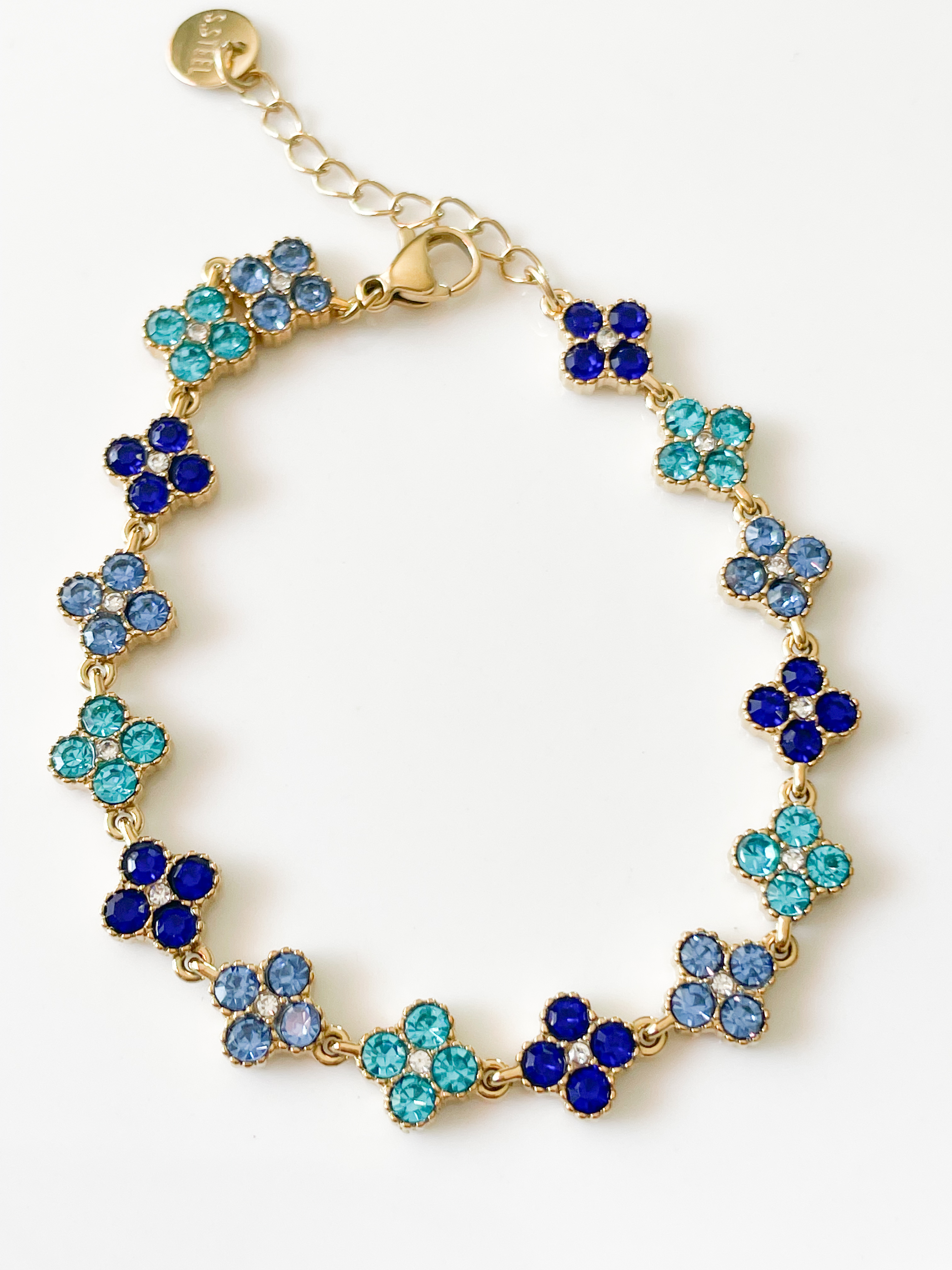 Bracelet Gina fleurs bleu doré