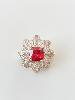 Broche couture rose rouge doré