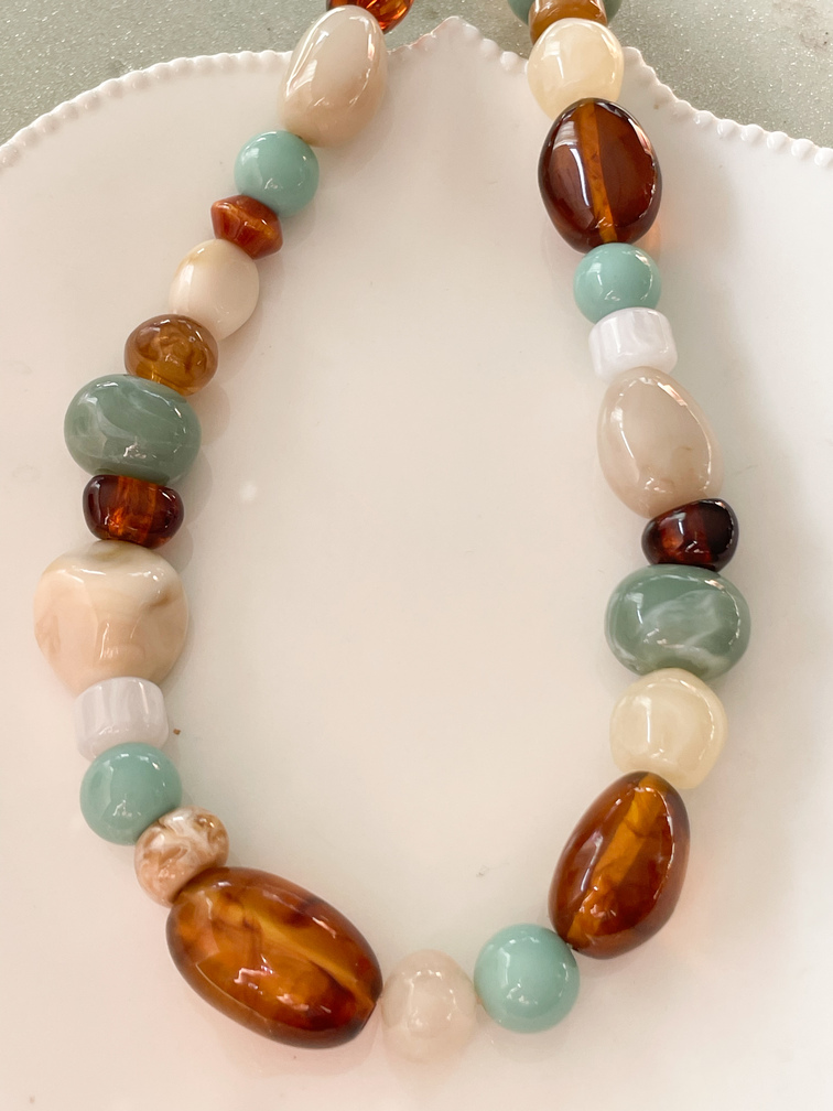 Collier Louise bleu marron doré