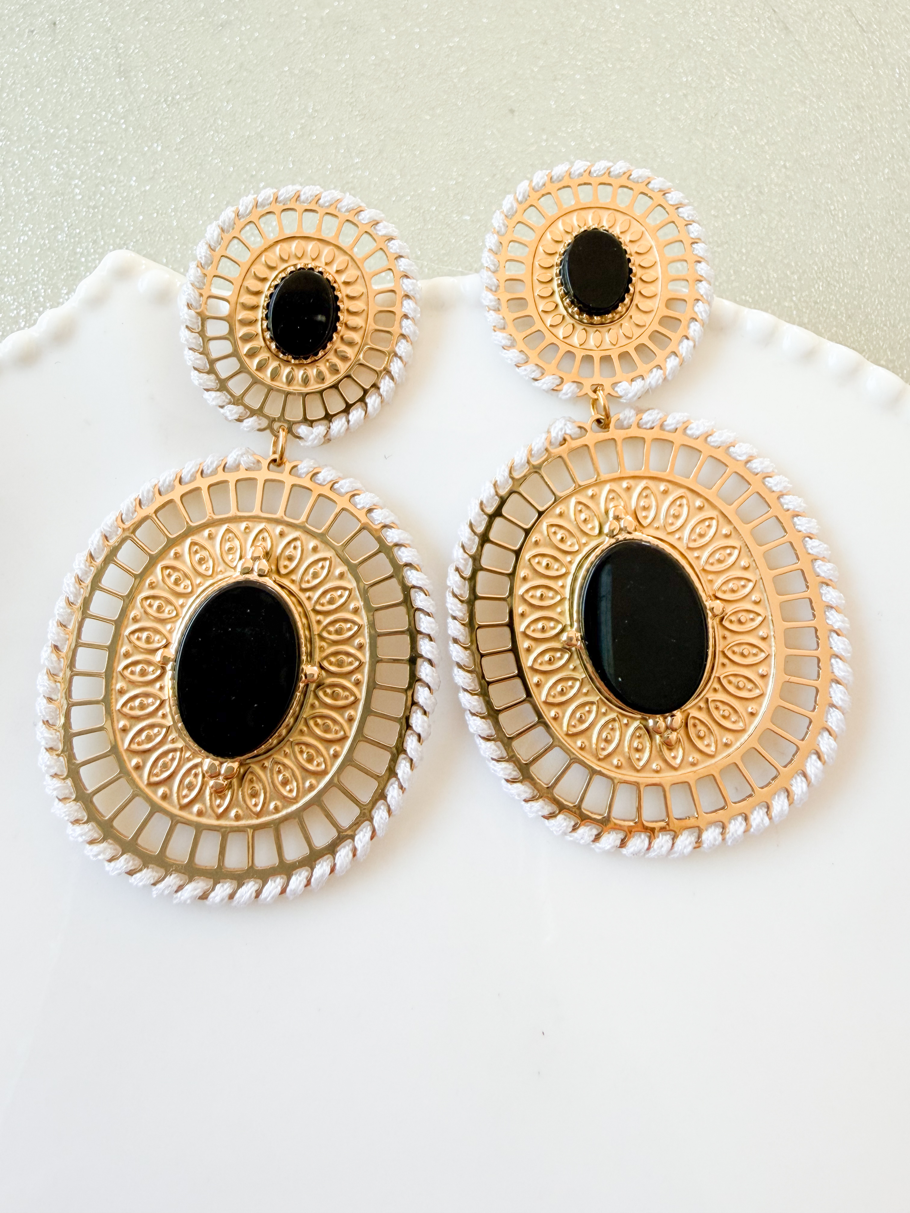 Boucles Byzance noir doré 