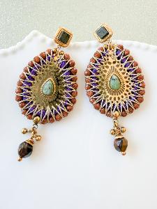 Boucles Bali brodé doré 