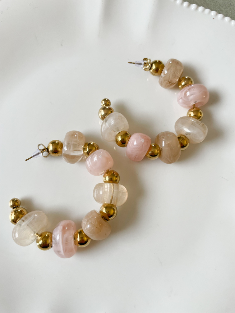 boucles Iris rose beige doré